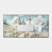 Dromerige Pastel vuurtoren bij het Zee Bureaumat (Keyboard & Muis)