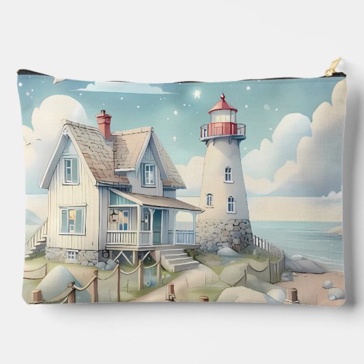 Dromerige Pastel vuurtoren bij het Zee Etui (Achterkant)