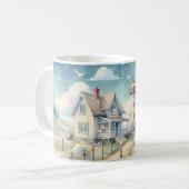 Dromerige Pastel vuurtoren bij het Zee Koffiemok (Voorkant links)