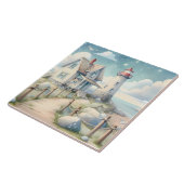 Dromerige Pastel vuurtoren bij het Zee Tegeltje (Zijkant)