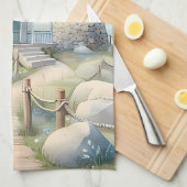 Dromerige Pastel vuurtoren bij het Zee Theedoek (Quarter Fold)