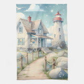 Dromerige Pastel vuurtoren bij het Zee Theedoek (Verticaal)