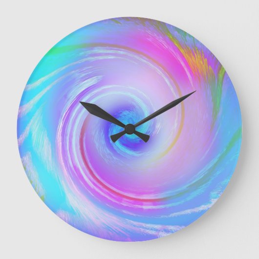 Dromerige Pastel Wervelende Muurkunst Grote Klok (Voorkant)