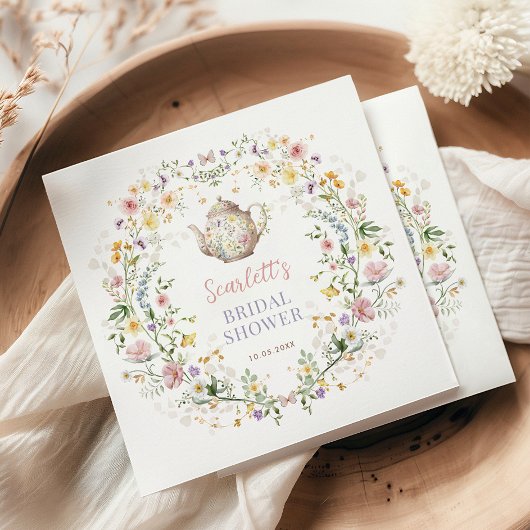 Dromerige Pastel Wildflower Vrijgezellenfeest Tea  Servet