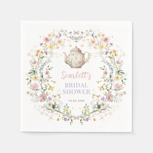 Dromerige Pastel Wildflower Vrijgezellenfeest Tea  Servet (Voorkant)