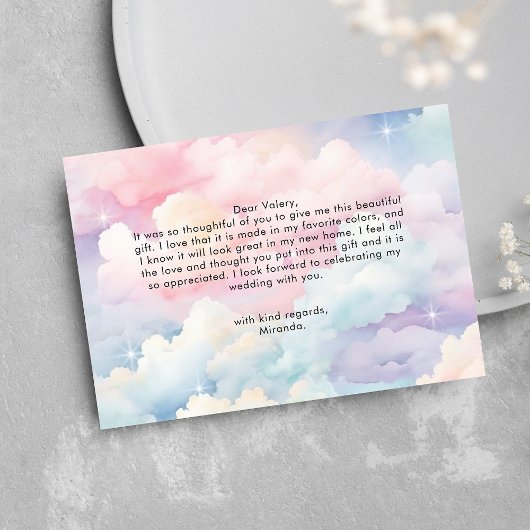 Dromerige Pastel Wolken Negen Bruidsdouche Bedankkaart