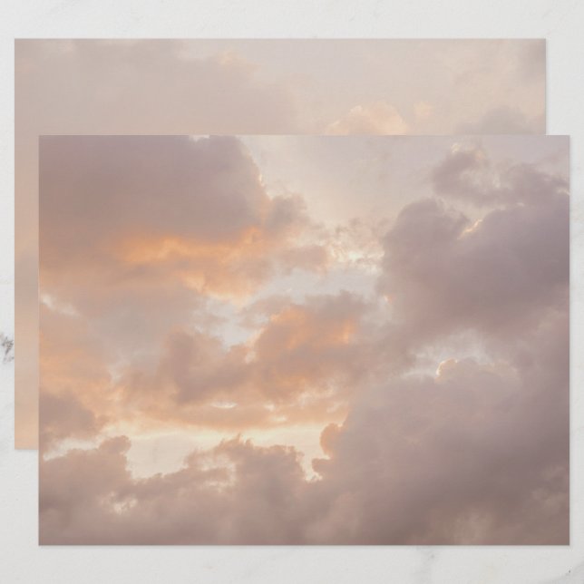 Dromerige pastel wolken Scrapbook Papier (Voorkant / Achterkant)