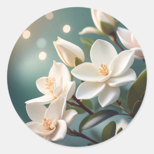 Dromerige pastelachtergrond met Gardenia-accenten Ronde Sticker