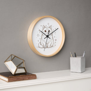 Dromerige Pastelkat Wandklok   Esthetische 10" Ron