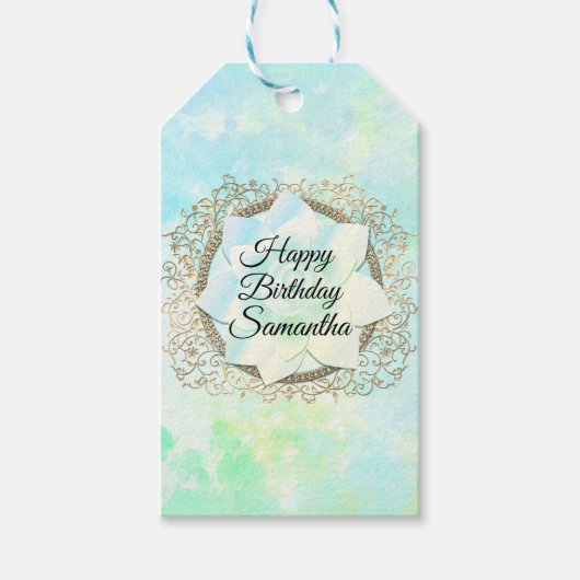 Dromerige Pastels Lotus bloem gepersonaliseerde ve Cadeaulabel (Voorkant)