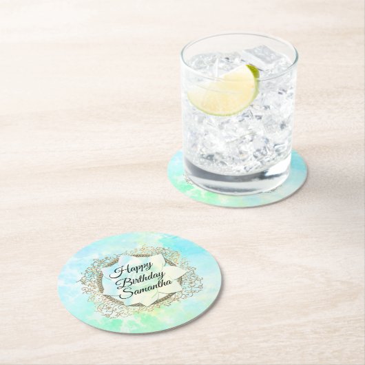 Dromerige Pastels Lotus bloem gepersonaliseerde ve Ronde Kartonnen Onderzetter (Insitu)