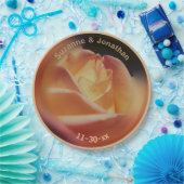 Dromerige perzik Roos gepersonaliseerde bruiloft b Papieren Bordje (Feest)