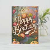 Dromerige pompoen Herfst Herfst Gelukkige Verjaard Kaart (Staand voorkant)