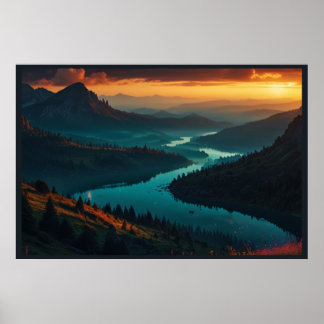 Dromerige Poster met Noorderlicht Nachthemel