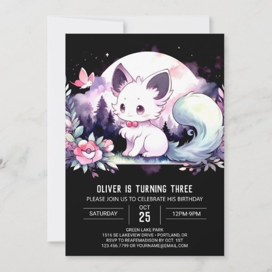 Dromerige Printable Cat Birthday Kaart (Voorkant)