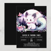 Dromerige Printable Cat Birthday Kaart (Voorkant / Achterkant)