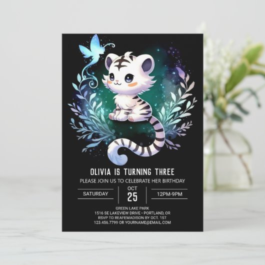 Dromerige Printable Tiger Birthday Kaart (Staand voorkant)