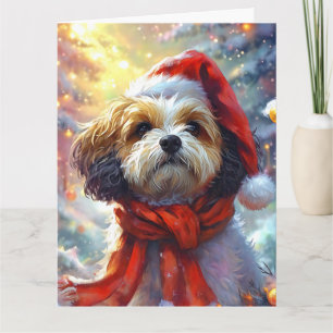 Dromerige puppy in Santa Hat en sjaal Kaart