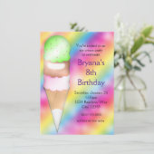 Dromerige Rainbow Ice Cream Verjaardagsfeestuitnod Kaart (Staand voorkant)