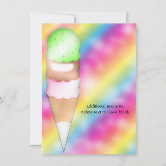 Dromerige Rainbow Ice Cream Verjaardagsfeestuitnod Kaart (Achterkant)