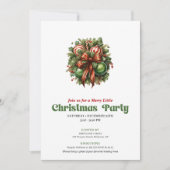 Dromerige retro kerstversiering feest uitnodiging (Voorkant)