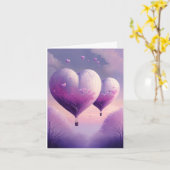 Dromerige Romantische Hartvormige Heet Luchtballon Kaart (Gele Bloem)