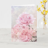 Dromerige roze anjers  verjaardag kaart (Gele Bloem)