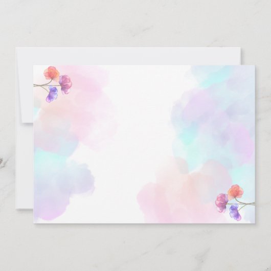 Dromerige roze & blauwe bruiloft uitnodigingen (Achterkant)