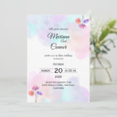 Dromerige roze & blauwe bruiloft uitnodigingen (Staand voorkant)