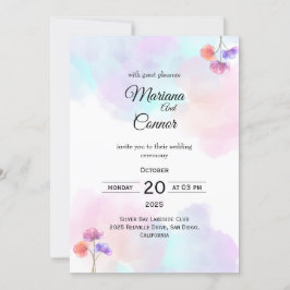 Dromerige roze & blauwe bruiloft uitnodigingen