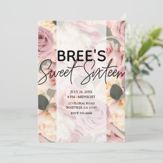 Dromerige Roze Bloemen Elegante Shabby Chic Sweet  Kaart (Staand voorkant)