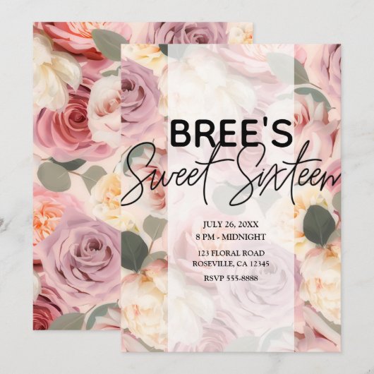 Dromerige Roze Bloemen Elegante Shabby Chic Sweet  Kaart (Voorkant / Achterkant)