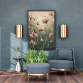 Dromerige Roze Bloemen Foto Afdruk