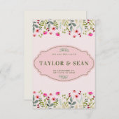 Dromerige roze bloemenbruiloft uitnodiging (Voorkant / Achterkant)
