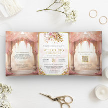 Dromerige roze bloemenindiase mandap hindoe bruilo