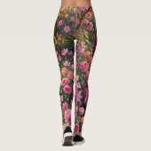 Dromerige Roze Bloementuin Pad Schilderij Leggings (Achterkant)