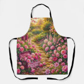 Dromerige Roze Bloementuin Pad Schilderij Schort (Voorkant)