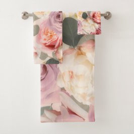Dromerige Roze Bloemige Elegante Shabby Chic Rozen Bad Handdoek