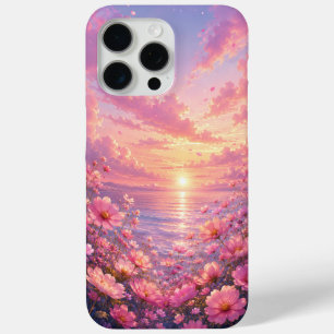 Dromerige Roze Bloemige Zonsondergang Hoesje