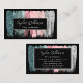 Dromerige roze en groene penseelstreken visitekaartje (Voorkant / Achterkant)