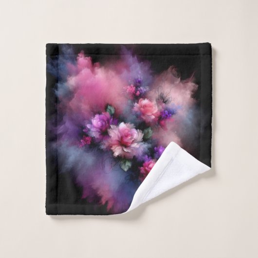 Dromerige Roze en Paarse Rozen Waterverf Bad Handdoek (Wasdoekje)