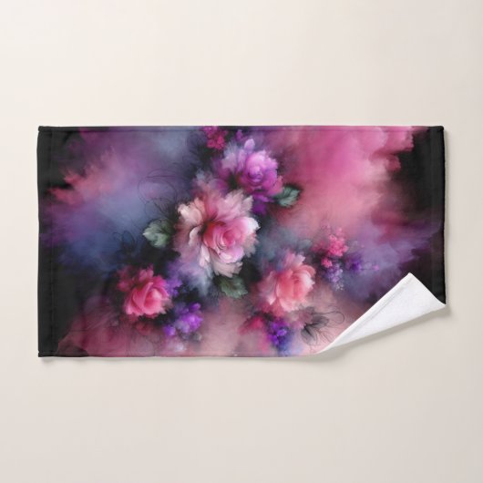 Dromerige Roze en Paarse Rozen Waterverf Bad Handdoek (Handdoek)