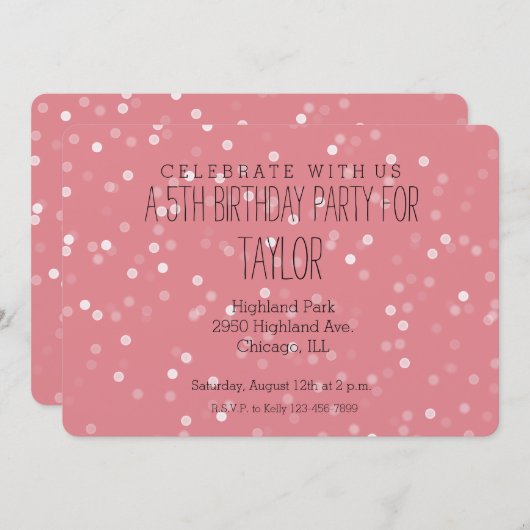 Dromerige Roze en Witte Bokeh Confetti Kaart (Voorkant / Achterkant)