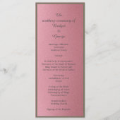 Dromerige roze glitter bruiloft menu & programma (Achterkant)