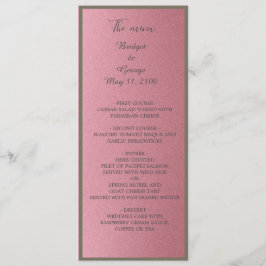 Dromerige roze glitter bruiloft programma & menu