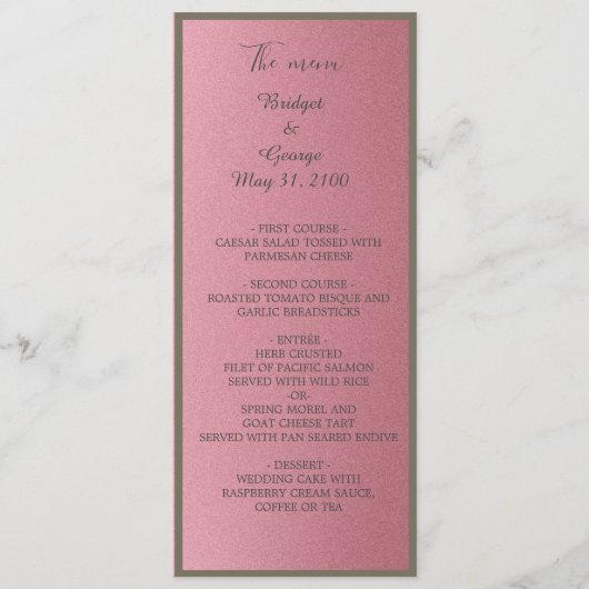 Dromerige roze glitter bruiloft programma & menu (Voorkant)