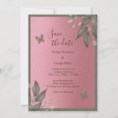 Dromerige roze glitter gebladerte bruiloft veilig  kaart (Voorkant)