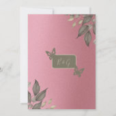 Dromerige roze glitter gebladerte bruiloft veilig  kaart (Achterkant)