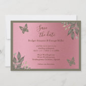 Dromerige roze glitter gebladerte bruiloft veilig kaart (Voorkant)