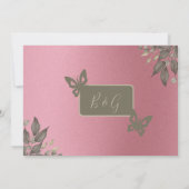 Dromerige roze glitter gebladerte bruiloft veilig kaart (Achterkant)